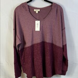 Style and Co. Two-Tone Knit Hoodie - Mauve and Burgundy lightweight size 1X